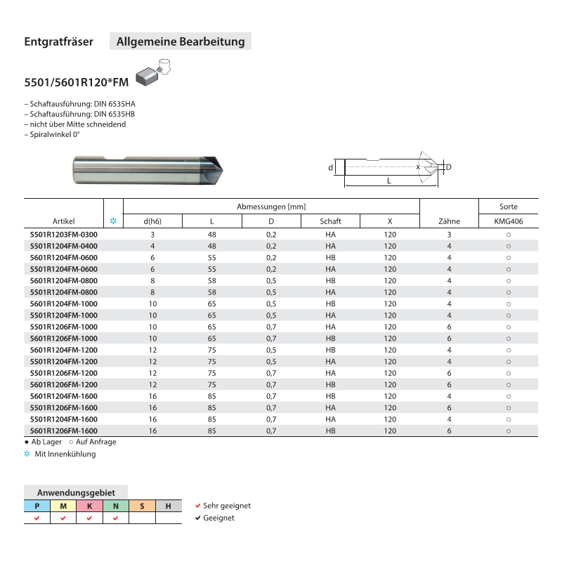 Detailansicht des Entgratfräsers mit beschichteter Oberfläche und 120° Schneidgeometrie