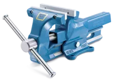 HEUER Schraubstock mit 140 mm Backenbreite und verzinkten, auswechselbaren Backen für bessere Leitfähigkeit