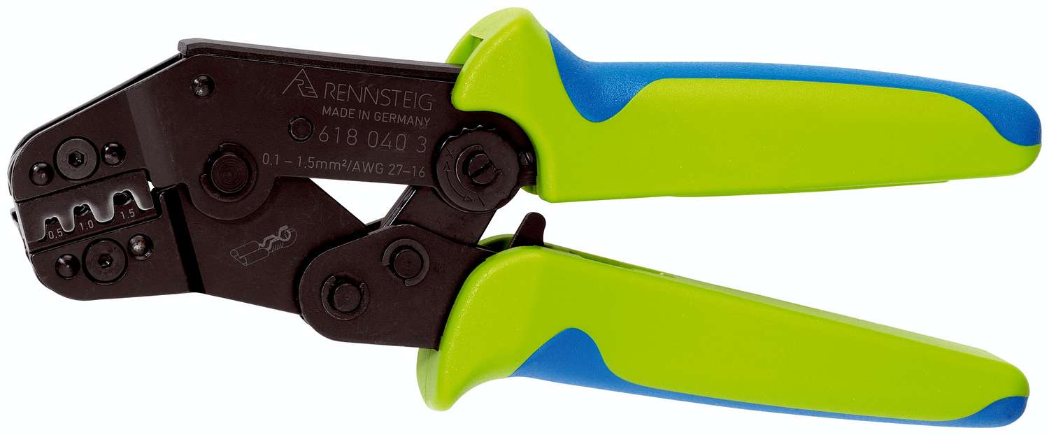 Crimpzange PEW 8 für unisolierte Flachsteckverbinder 0,25 - 1,5 mm², mit Kontaktaufnahme