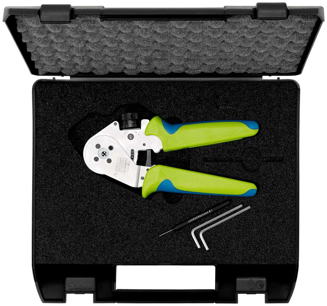 Vierdornzange MicroCrimp 0,03 - 0,5 mm² / AWG 32 - 20, im Kunststoffkoffer mit 12-fach Kontaktaufnahme Vierdornzange MicroCrimp 0,03 - 0,5 mm² / AWG 32 - 20, im Kunststoffkoffer mit 12-fach Kontaktaufnahme