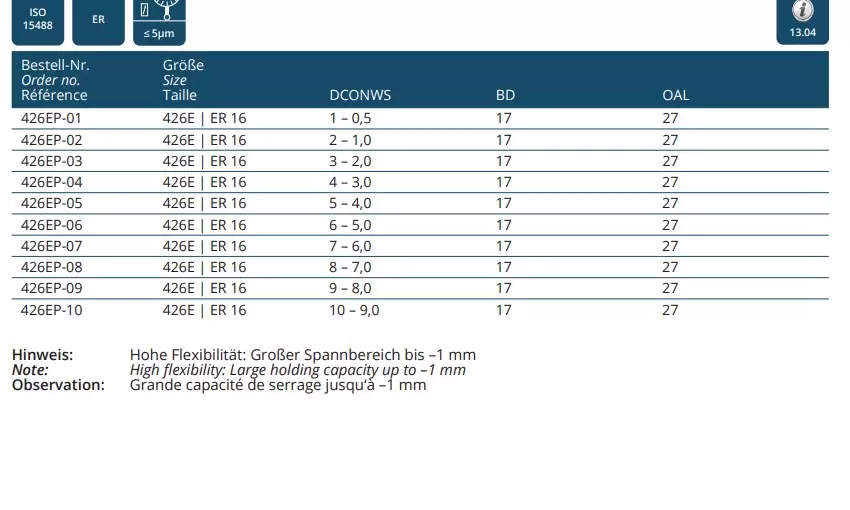 Präzisionsspannzangen ISO 15488 B (DIN 6499 B) | ER System