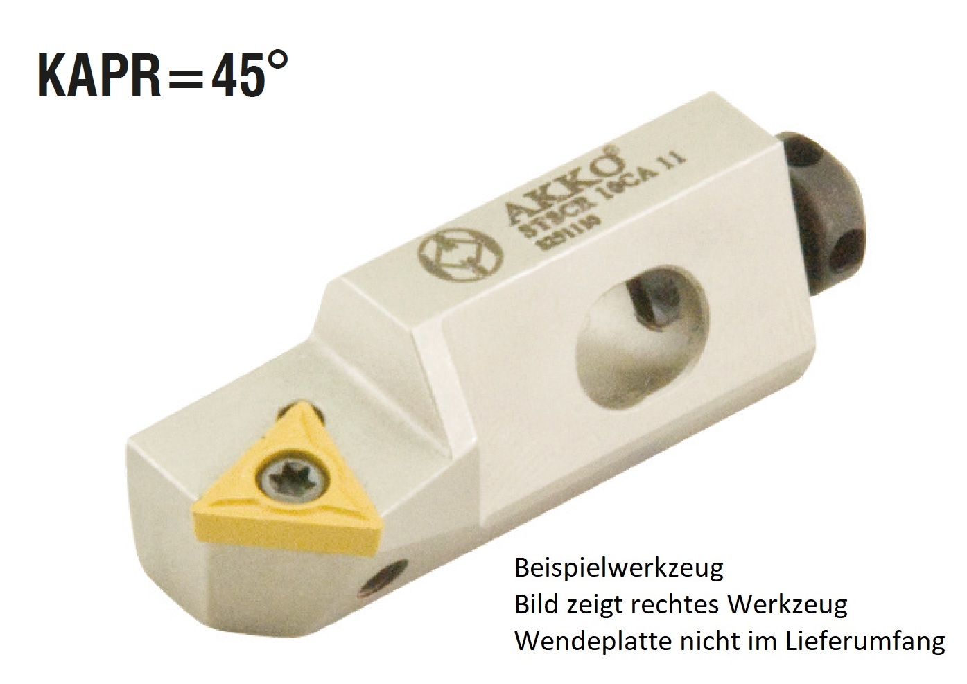 AKKO-Kurzdrehhalter für ISO-WSP TC.T 110204
links, 45° Anstellwinkel