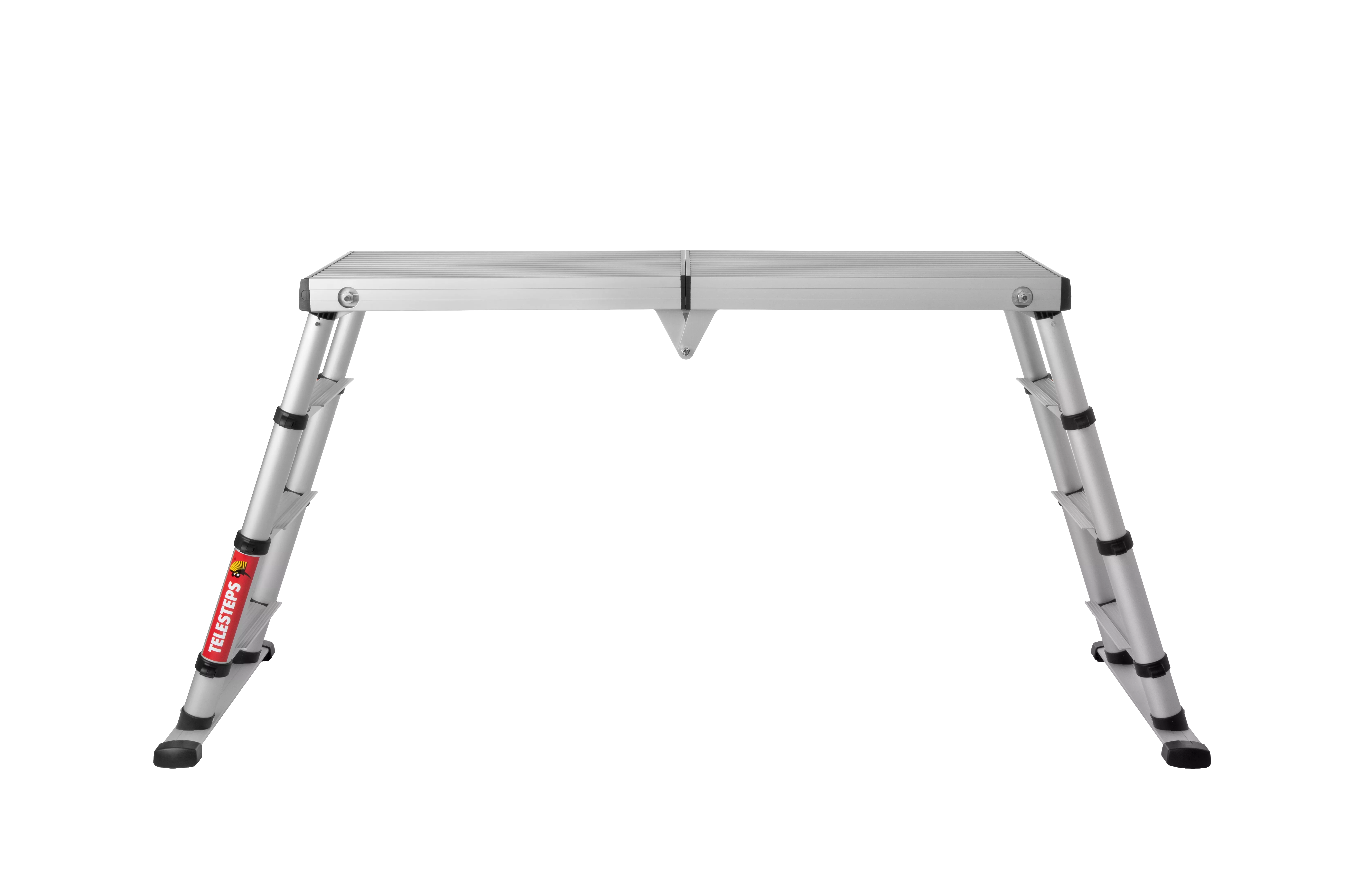 Teleskopische Arbeitsplattform Telesteps in ausgefahrener Position, Höhe 50-88 cm, aus Aluminium mit rutschfesten Stufen
