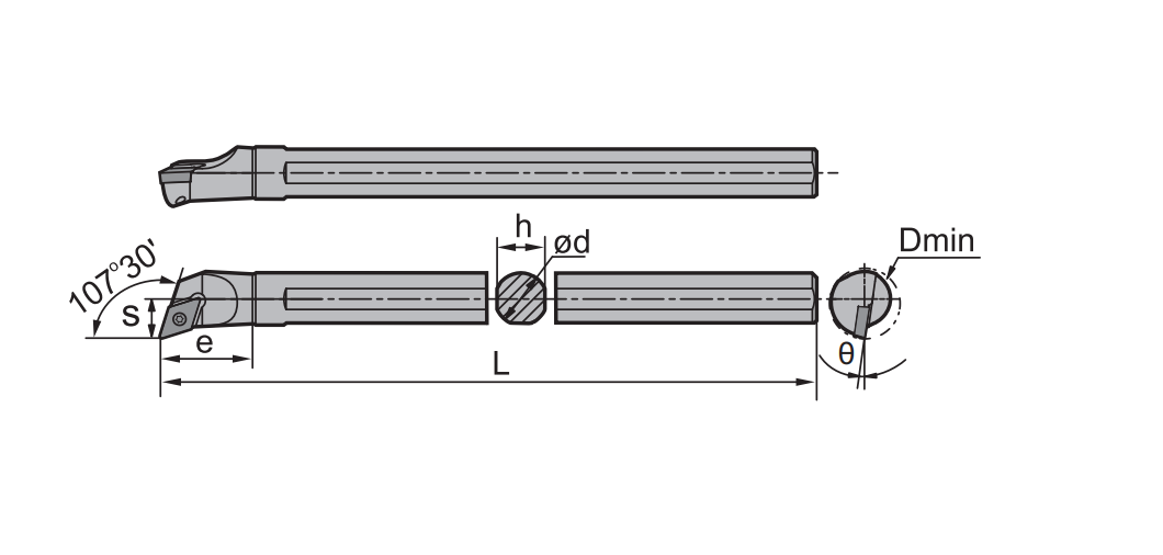 ZCC-CT ISO Klemmdrehhalter SDQPR/L Kr: 107°30' Platte DP**