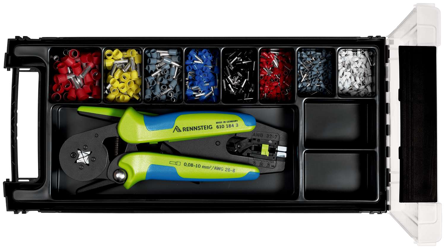 Sortimentskasten für isolierte Aderendhülsen 0,5 - 10 mm² mit 707 020 + 610 184 3