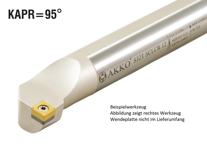 Akko-Bohrstange ø 20 mm für CC.T. 09T3..
rechts, 95° Anstellwinkel, mit Innenkühlung