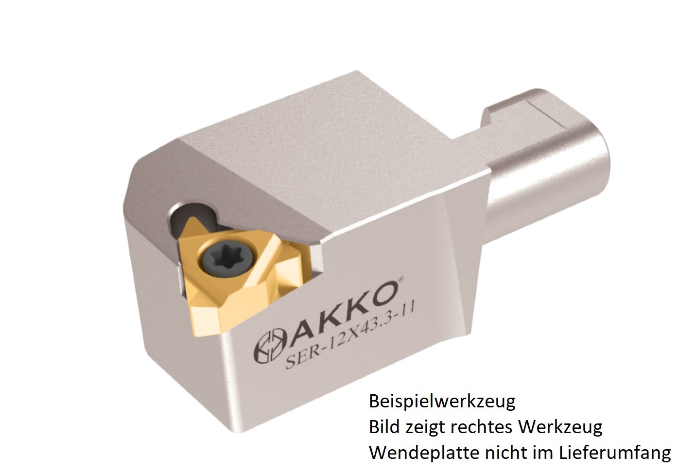 AKKO-Wechselkopf Größe 12 für modulares Langdrehautomaten-Werkzeug SEC-tools
rechts, für ISO-Gewinde-WSP 11ER, ohne Innenkühlung