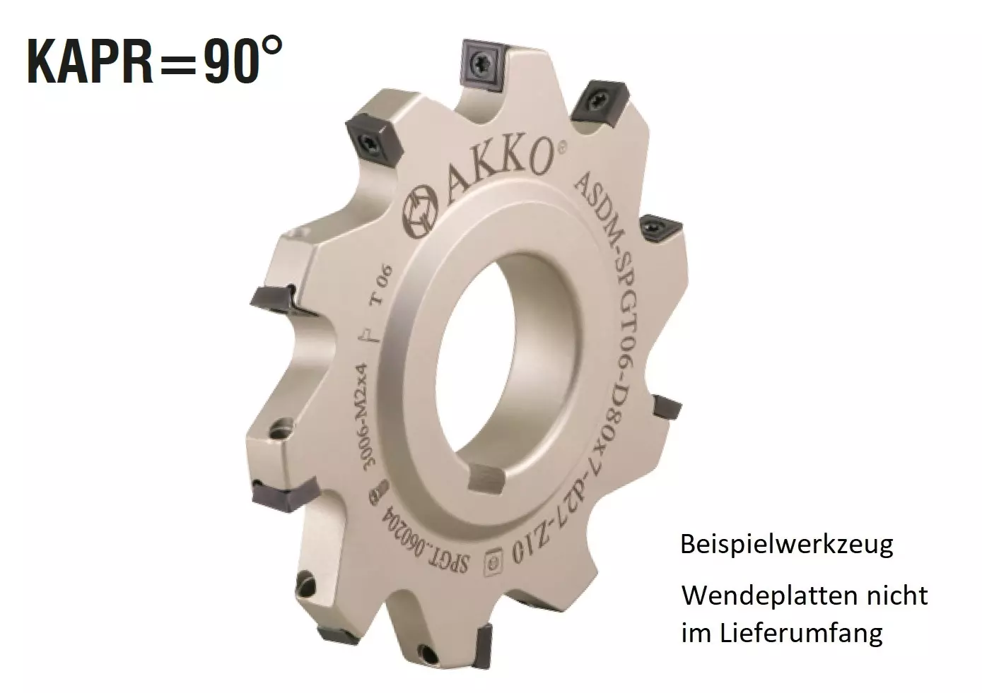 AKKO-Scheibenfräser ø 80 mm, Werkzeugbreite 7 mm, kompatibel mit ZCC-WSP SPGT 060204 Z=10 (Z effektiv = 5) AKKO-Scheibenfräser ø 80 mm, Werkzeugbreite 7 mm, kompatibel mit ZCC-WSP SPGT 060204 Z=10 (Z effektiv = 5)