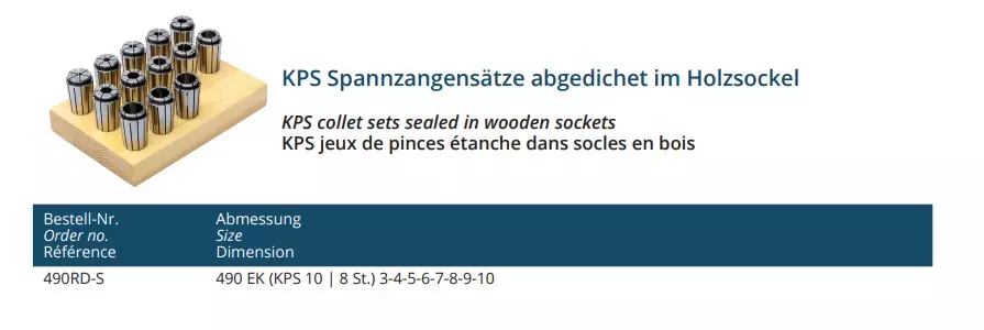 Spannzangensatz | 5 µm | KPS10 | System KPS 8-teiliger Satz im Holzsockel