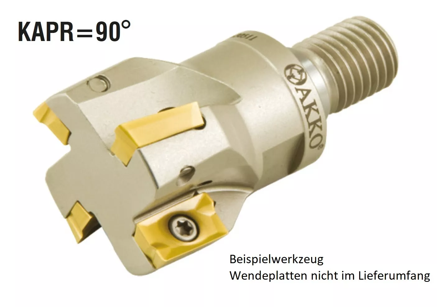 AKKO-Einschraubfräser mit 40 mm Durchmesser, 90°-Schnittwinkel, Gewindeschaft M16 und Innenkühlung, Z=5
