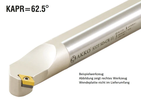 Akko-Bohrstange ø 20 mm für DC.T. 11T3..
rechts, 62.5° Anstellwinkel, ohne Innenkühlung