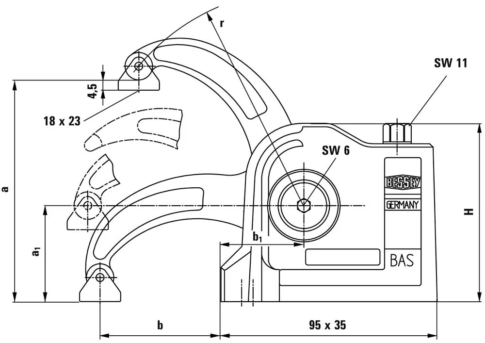 BAS-C compact-Spanner, offene Befestigungsbohrung