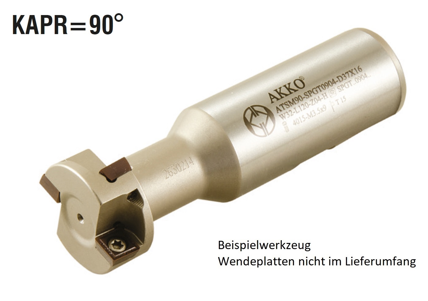 AKKO-T-Nuten-Fräser ø 32 mm, Nuthöhe 14 mm, kompatibel mit ZCC-WSP SPGT 090408 Schaft-ø 32, Z=4 (Z effektiv = 2), mit Innenkühlung