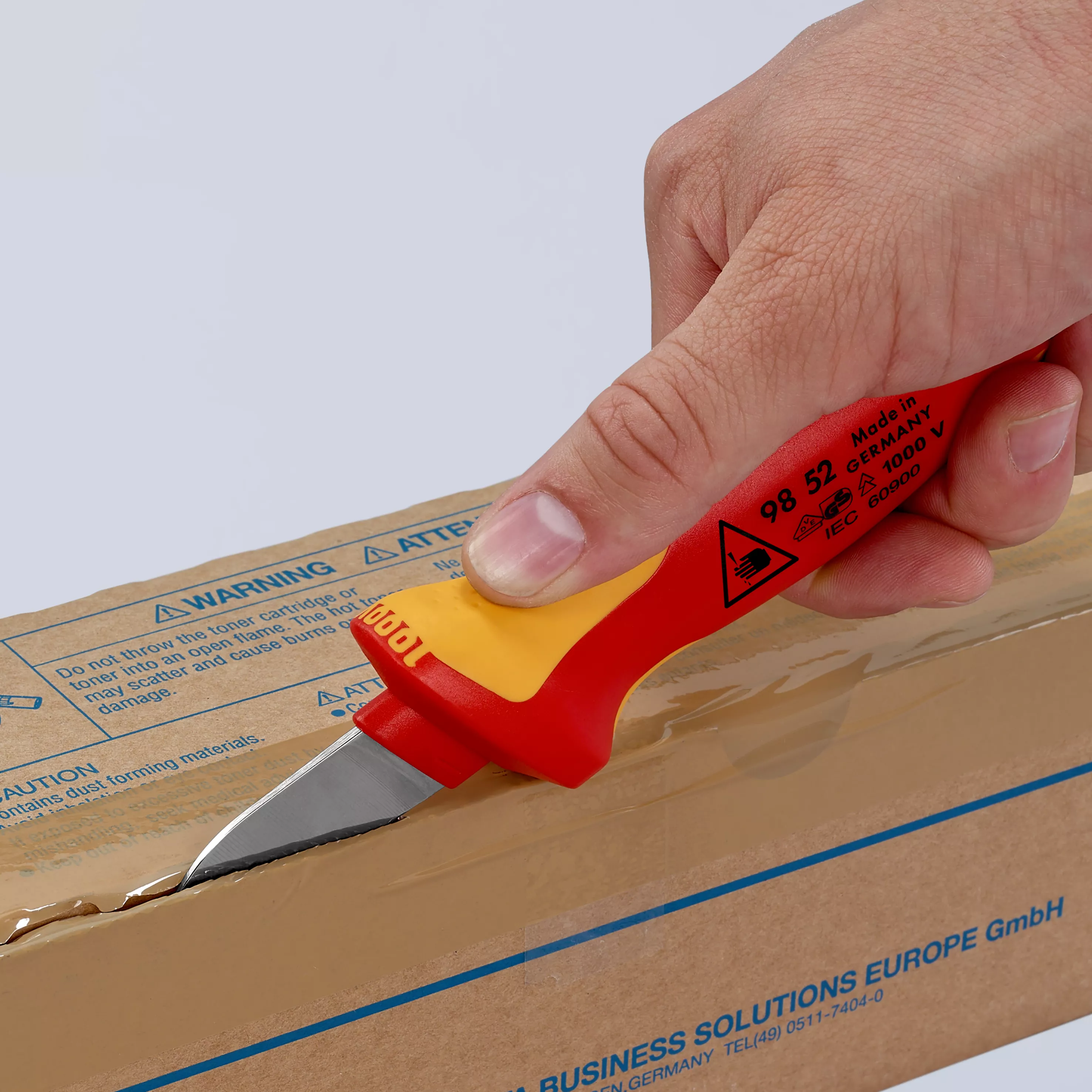 KNIPEX 98 52 Kabelmesser isolierender Mehrkomponenten-Griff, VDE-geprüft 190 mm
