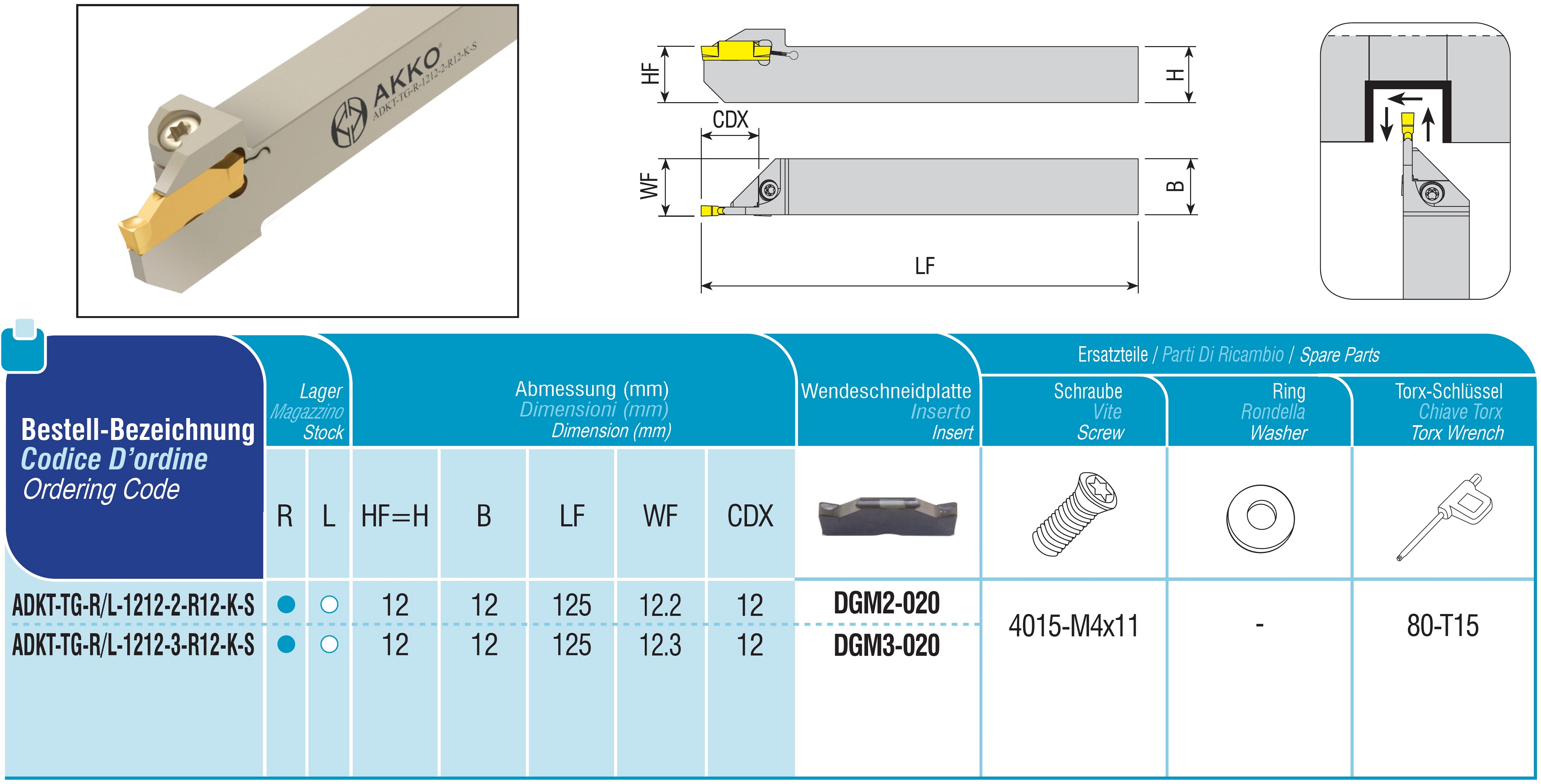 Abstechhalter ADKT-TG-R-1212-2-R12-K-S