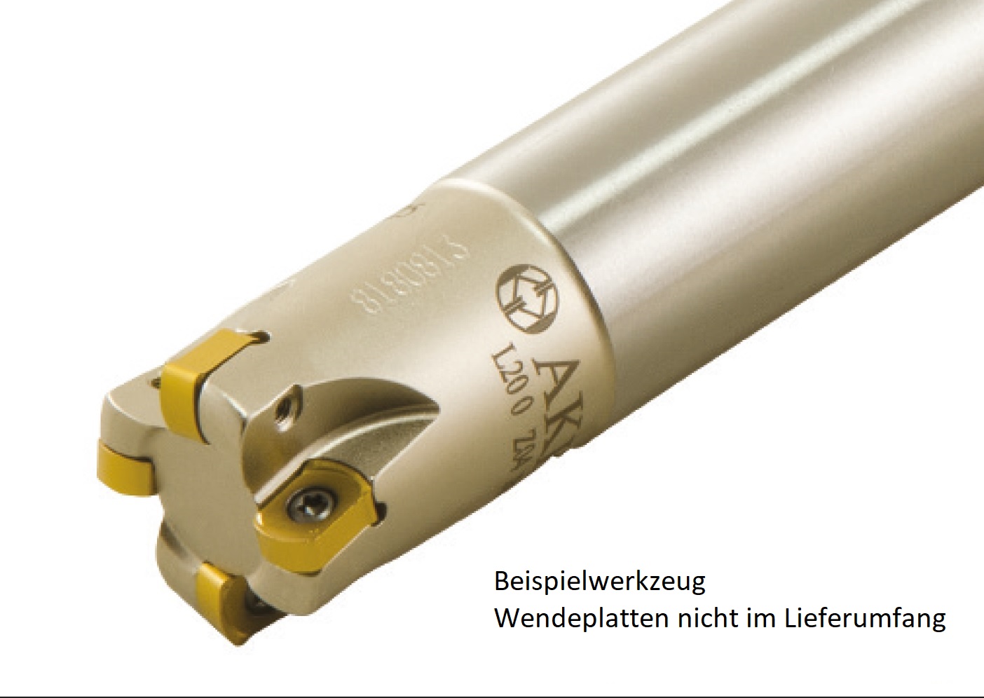 AKKO-Wendeplatten-Schaftfräser ø 26 mm, 90°, kompatibel mit Taegutec BLMP 0603....
Schaft-ø 25, ohne Innenkühlung, Z=4