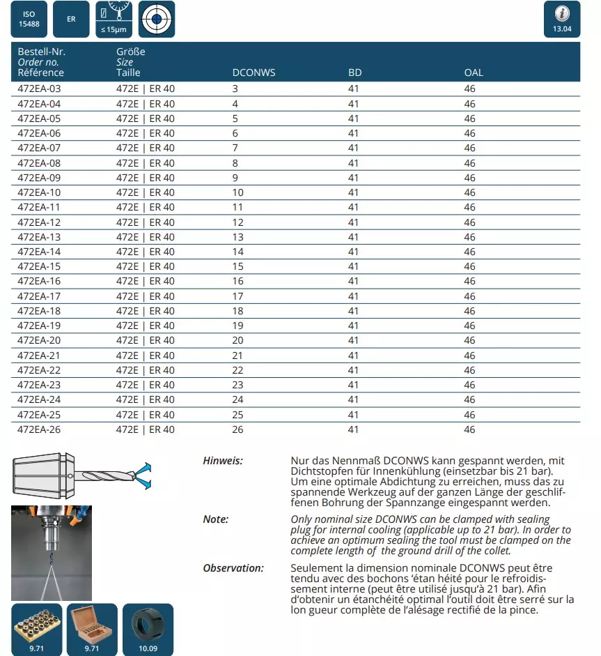 Spannzangen mit Abdichtung für IK - ISO 15488 B (DIN 6499 B) | ER System