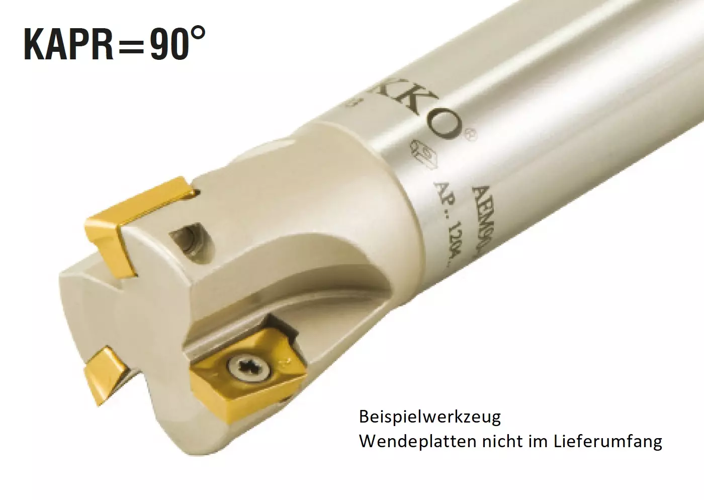AKKO-Wendeplatten-Schaftfräser ø 25 mm, 90°, kompatibel mit Korloy APMT 0903.. Schaft-ø 25, ohne Innenkühlung, Z=3