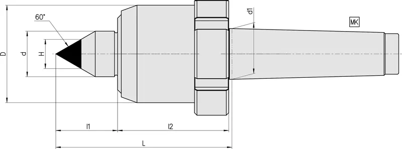 Mitlaufende Präzisions-Drehbankspitze Typ 855 HM D18 - Serie 805