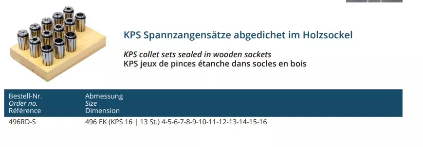 Spannzangensatz | 5 µm | KPS16 | System KPS 13-teiliger Satz im Holzsockel