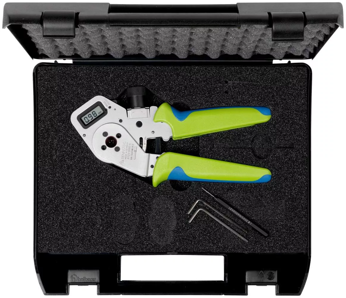 Vierdornzange DigiCrimp® für Industrie-Kontakte 0,08 - 2,5 mm² / AWG 28 - 14, im Kunststoffkoffer mit 12-fach Kontaktaufnahme