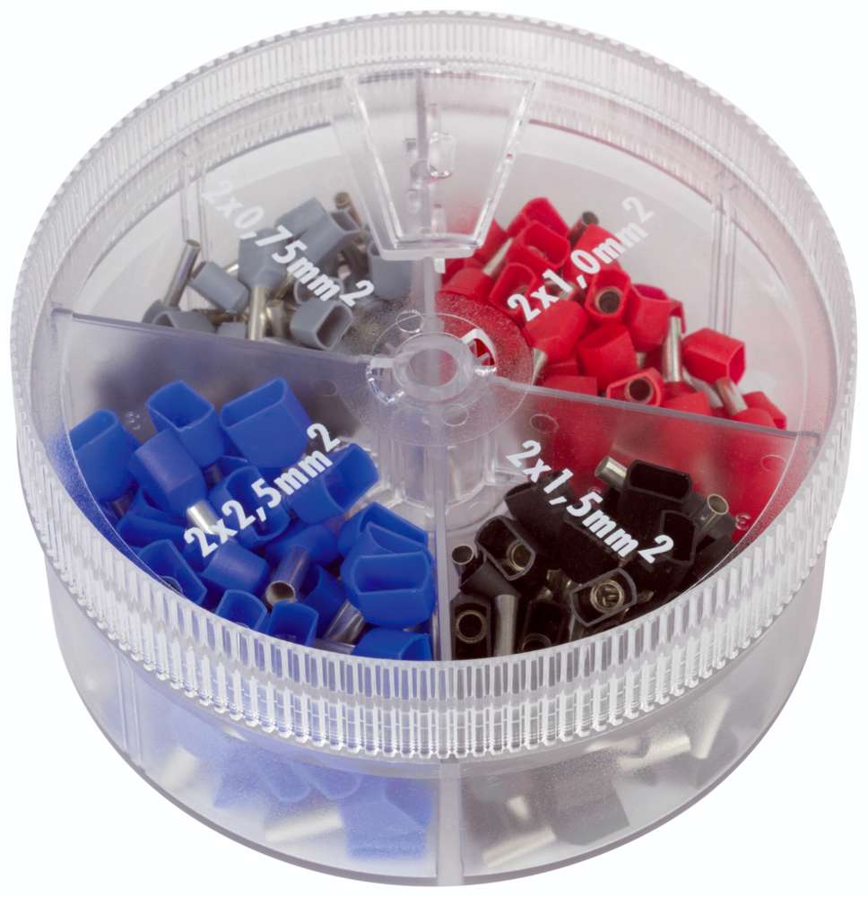 Sortimentsbox 2 mit isolierten Zwillings-Aderendhülsen 0,75 / 1 / 1,5 / 2,5 mm²