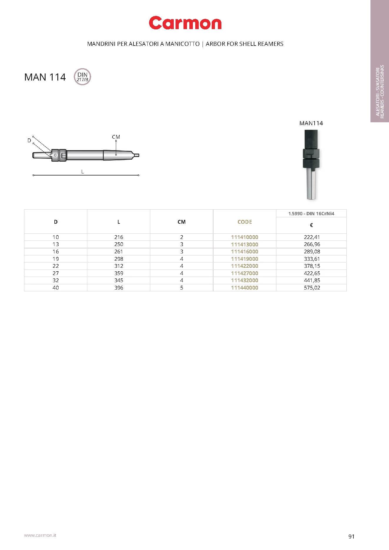 Carmon MAN 114 Aufnahme für Aufsteckreibahlen 32 mm