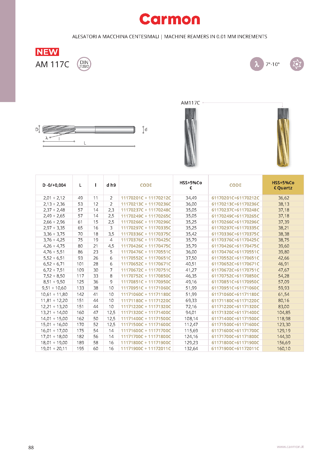 Carmon AM 117C Maschinenreibahle 17.96 mm