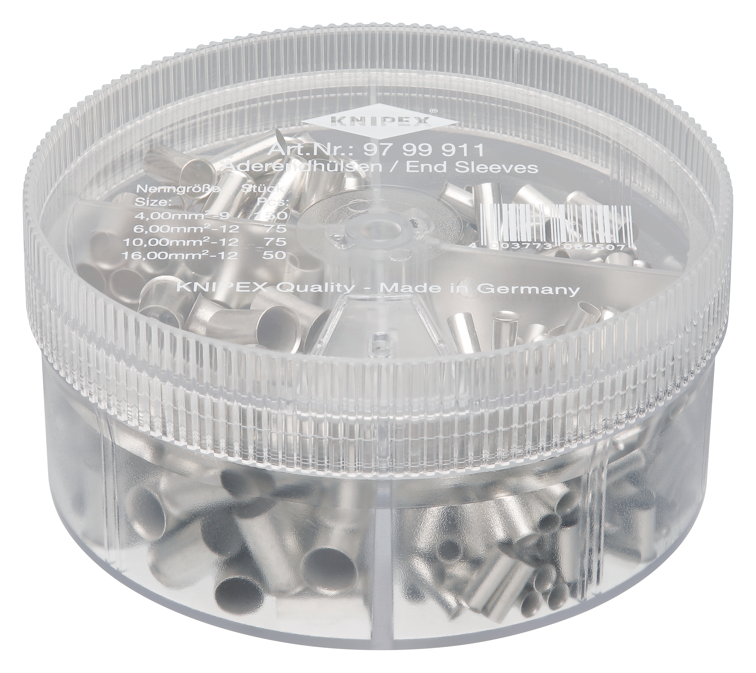 KNIPEX 97 99 911 Sortimentsboxen mit 350 unisolierten Aderendhülsen 4-teilig KNIPEX 97 99 911 Sortimentsboxen mit 350 unisolierten Aderendhülsen 4-teilig