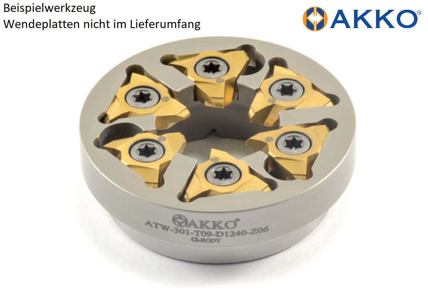 AKKO-Wirbelring zum Gewindewirbeln für TORNOS-Maschine, Ringdurchmesser =  57 mm, kompatibel mit AKKO-Wendeplatte T09… 
