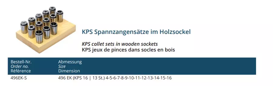 Spannzangensatz | 5 µm | KPS16 | System KPS 13-teiliger Satz im Holzsockel