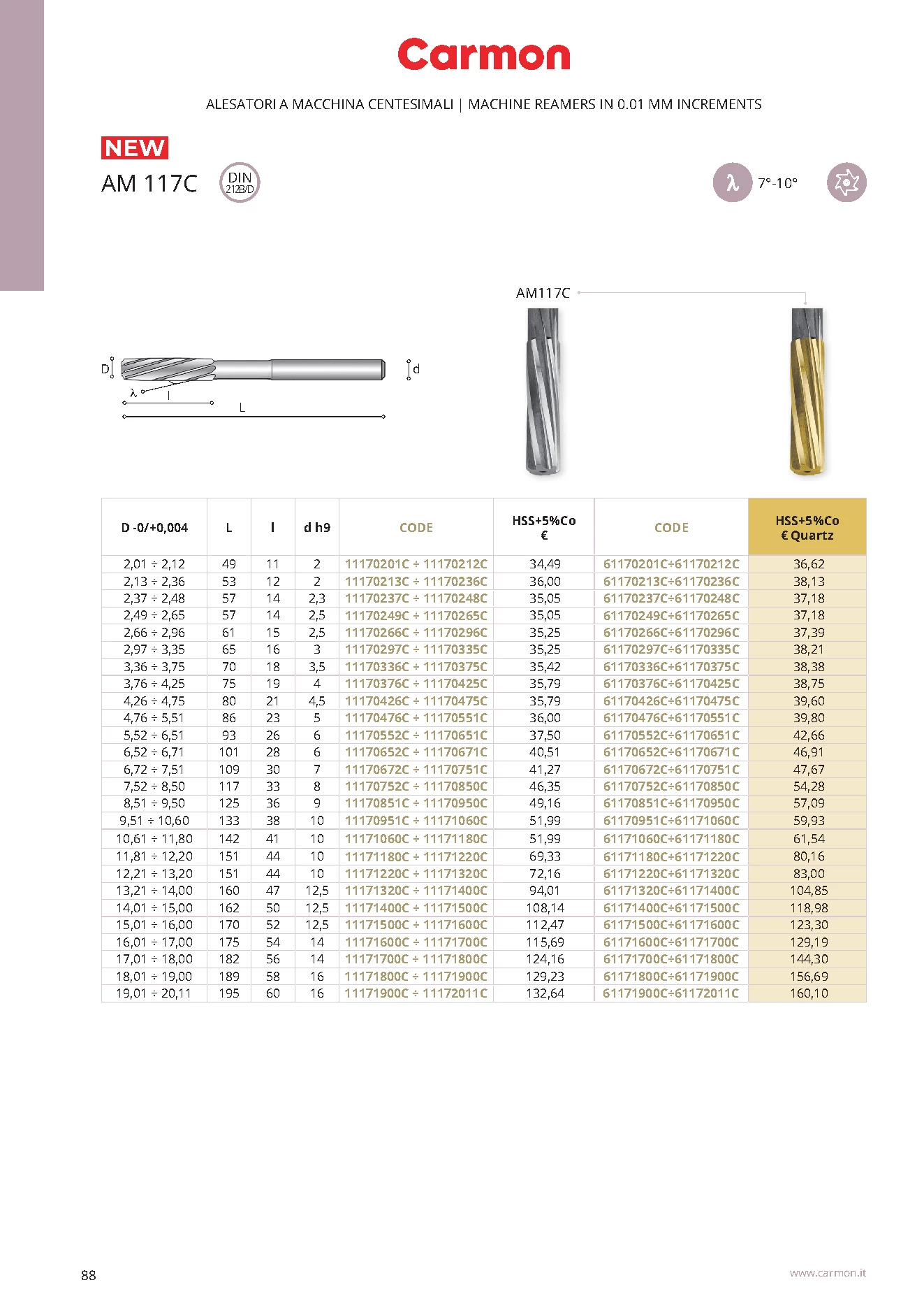 Carmon AM 117C Maschinenreibahle 10.95 mm