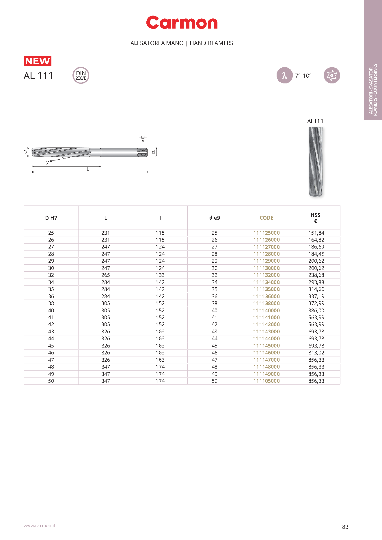 Carmon AL 111 Handreibahle 47 mm