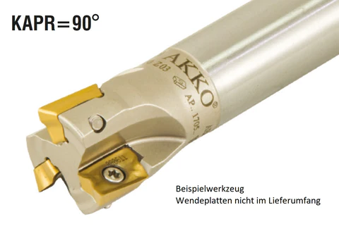 AKKO-Wendeplatten-Schaftfräser ø 20 mm, 90°, kompatibel mit ZCC AP.. 11T3..
Schaft-ø 20, ohne Innenkühlung, Z=3