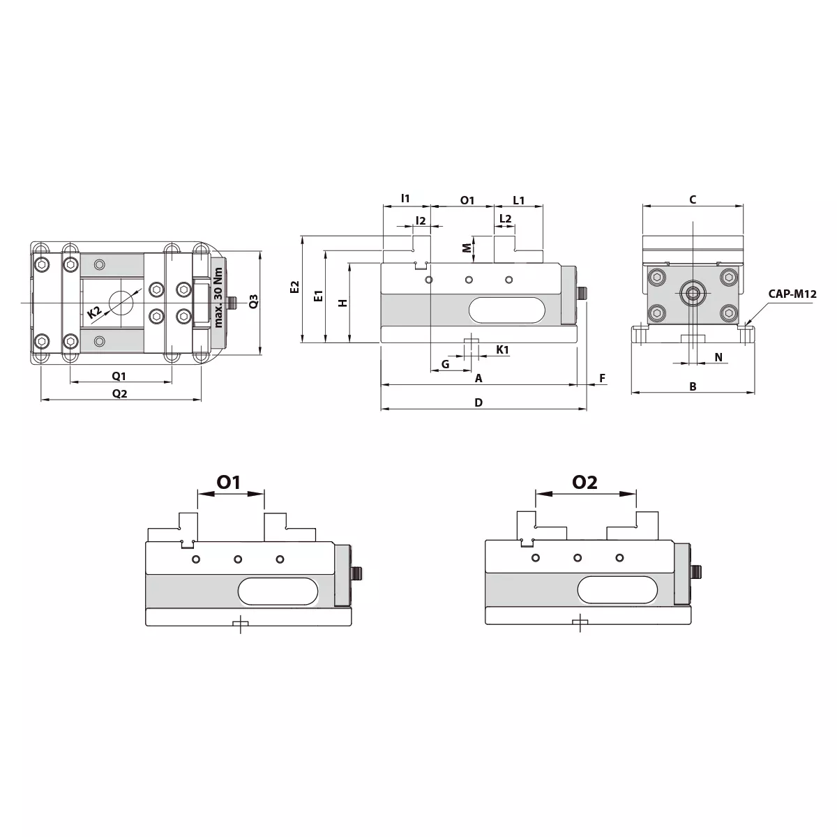 5-Achs Präzisionsschraubstock AEX 125G mechanisch mit Spannkraftverstärker