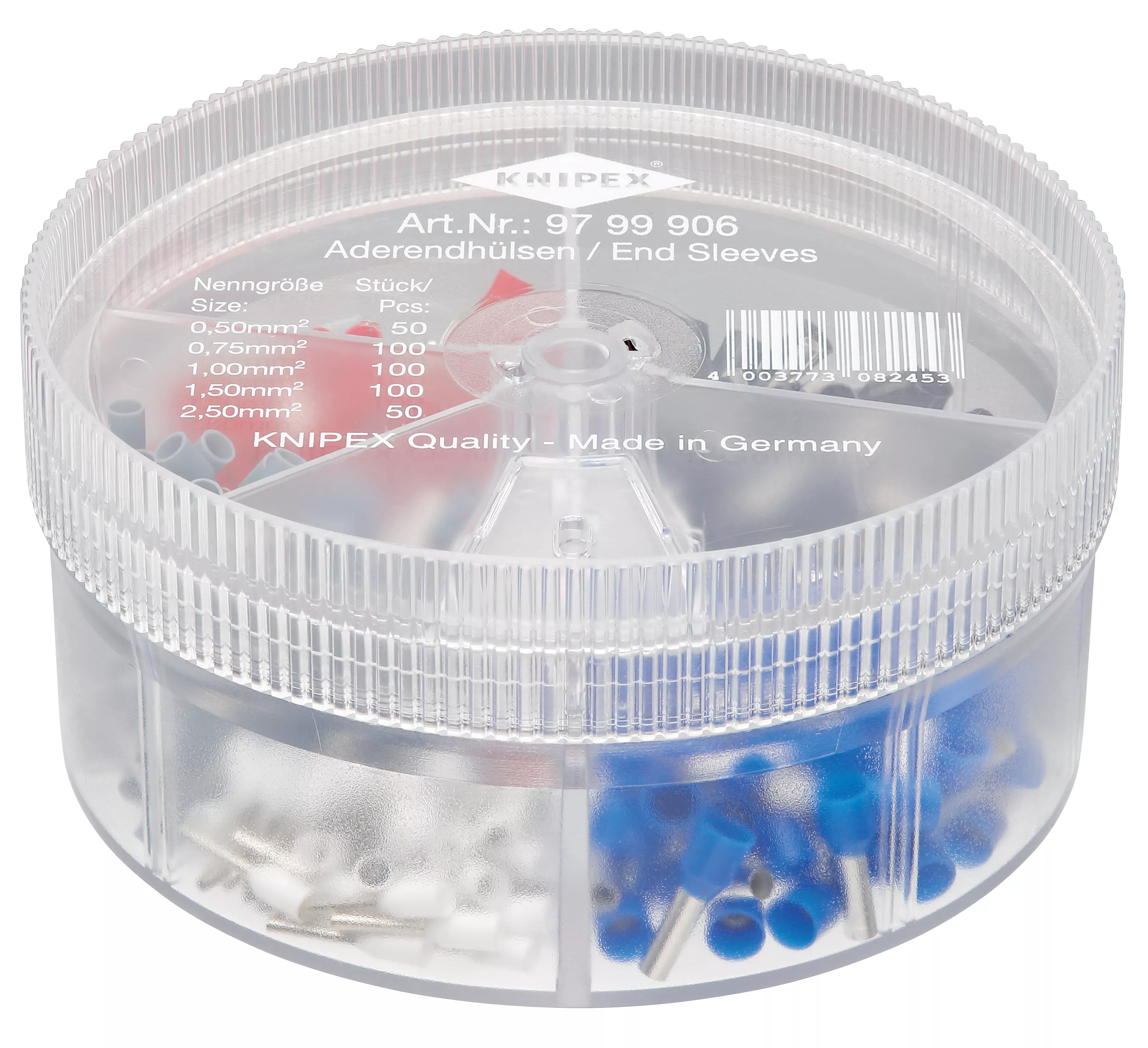 KNIPEX 97 99 906 Sortimentsboxen mit 400 isolierten Aderendhülsen 5 x Aderendhülsen Sets 