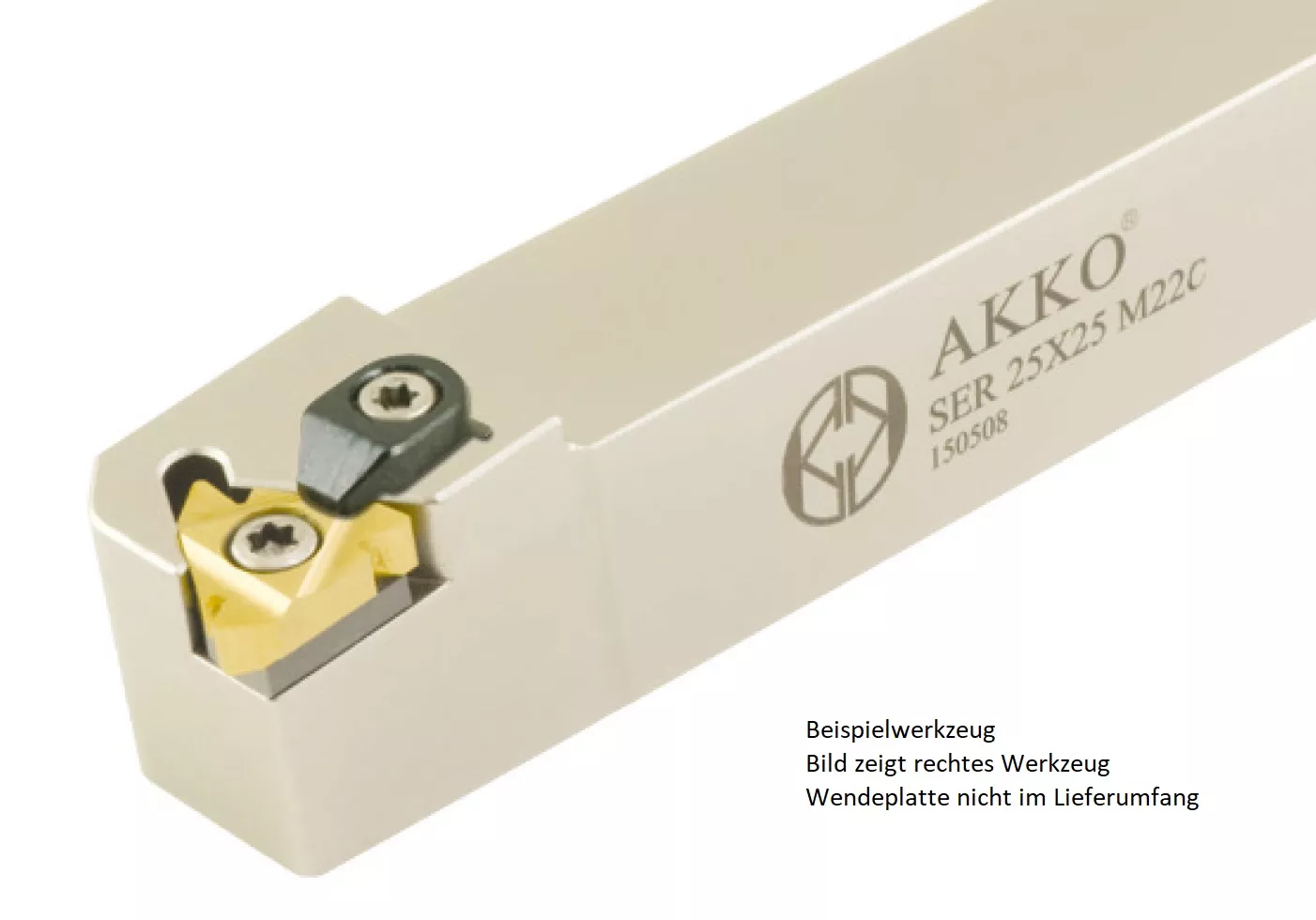 Akko-Gewindedrehhalter außen für Sandvik 166L, Schaft 20 x 20 mm, links, Gesamtlänge 125 mm, inkl. Torxschlüssel