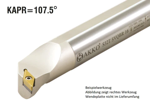 Akko-Bohrstange ø 20 mm mit Innenkühlung, 107.5° Anstellwinkel, Gesamtlänge 180 mm
