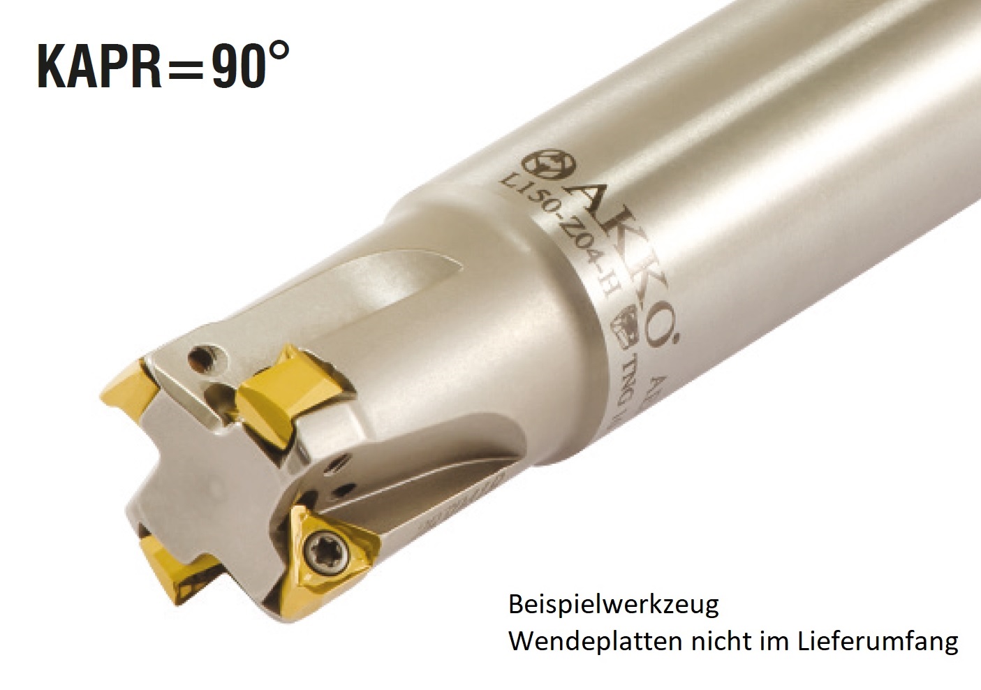 AKKO-Wendeplatten-Schaftfräser ø 20 mm, 90°, kompatibel mit Pramet TNGX 1004..
Schaft-ø 20, mit Innenkühlung, Z=3