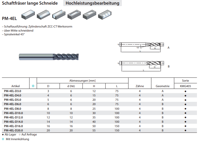 ZCC-CT VHM Schaftfräser PM-4EL-D5.0 KMG405