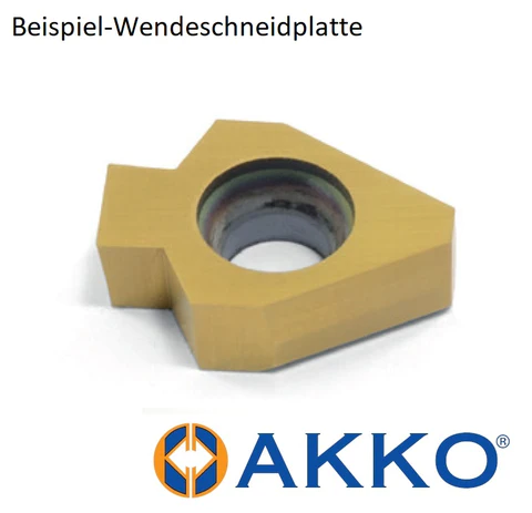 AKKO-Wendeplatte für Keilnutenfertigung, Nutbreite CW = 6.01 mm, Nuttiefe CDX = 3.4 mm, Eckenradius RE = 0.20 mm DMIN = 17mm, Hartmetallsorte VP3001