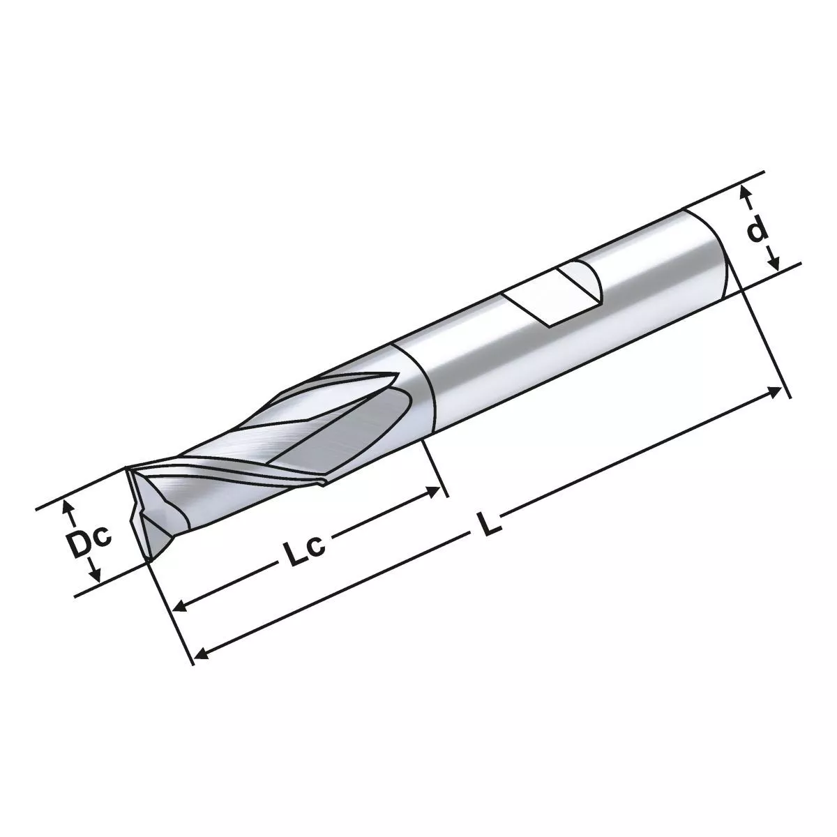 VHM Fräser 2 Schneiden lang 8mm 8,0 - 8 AlTiCrN beschichtet