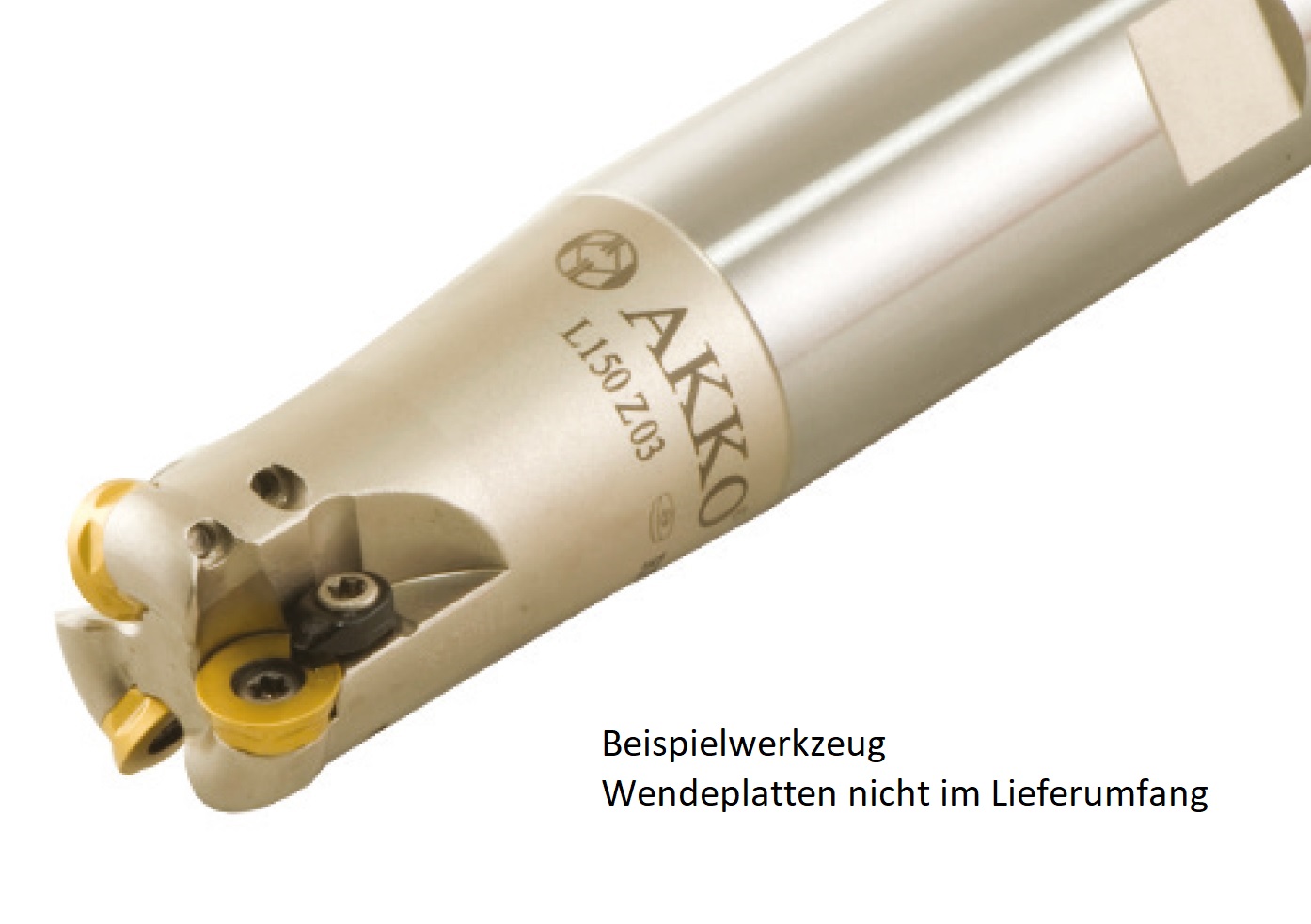 AKKO-Hochvorschub-Schaftfräser ø 21 mm für Wendeplatten, kompatibel mit ISO RD.. 1003
Schaft-ø 20, ohne Innenkühlung, Z=2