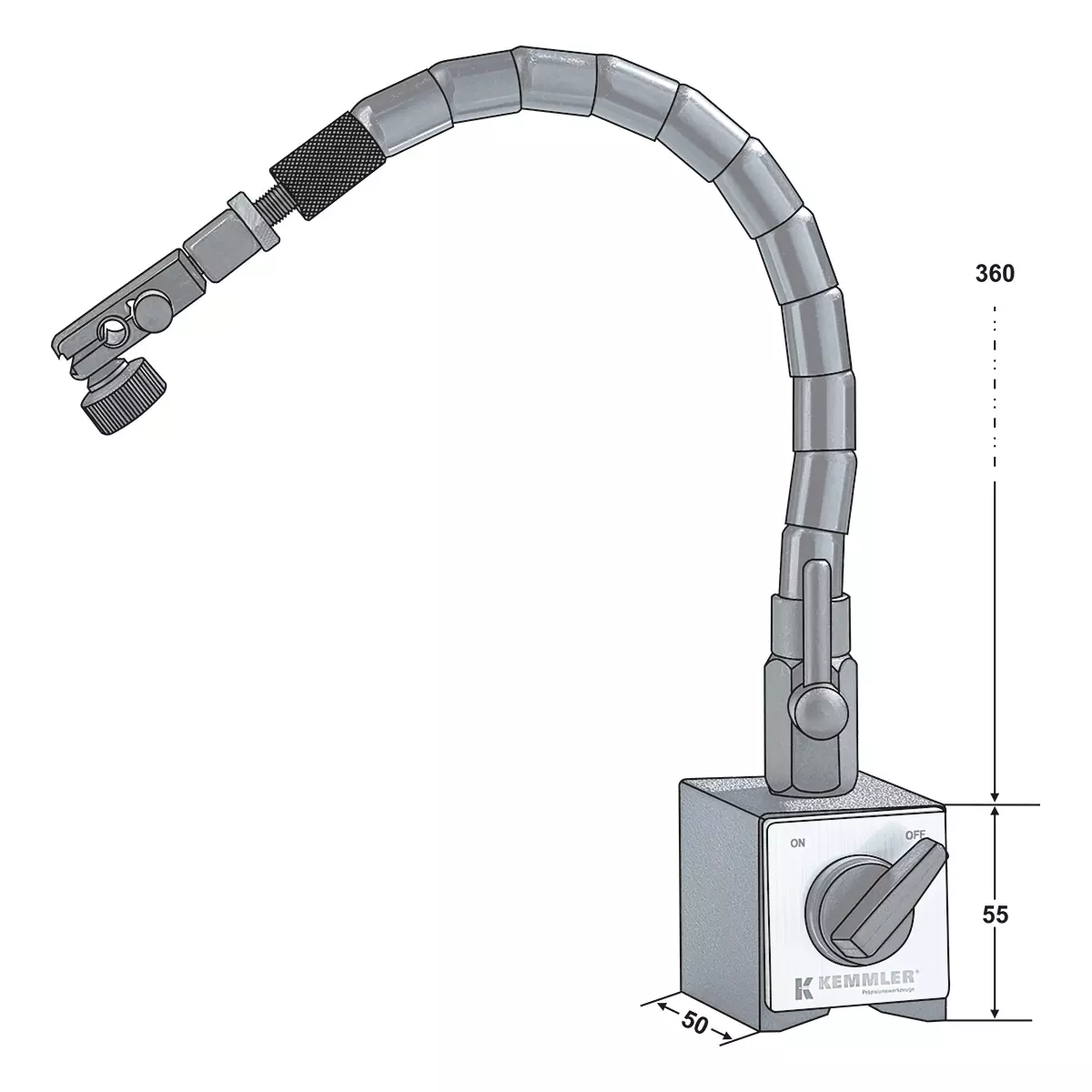 Magnet-Messstativ mit flexiblem Gliedarm
