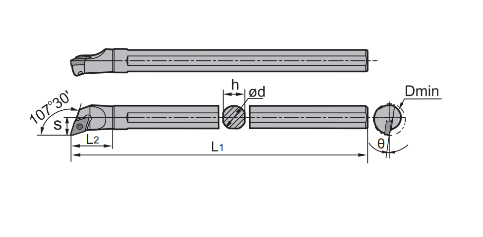 ZCC-CT ISO Klemmdrehhalter SDQCR/L Kr: 107°30' Platte DC**