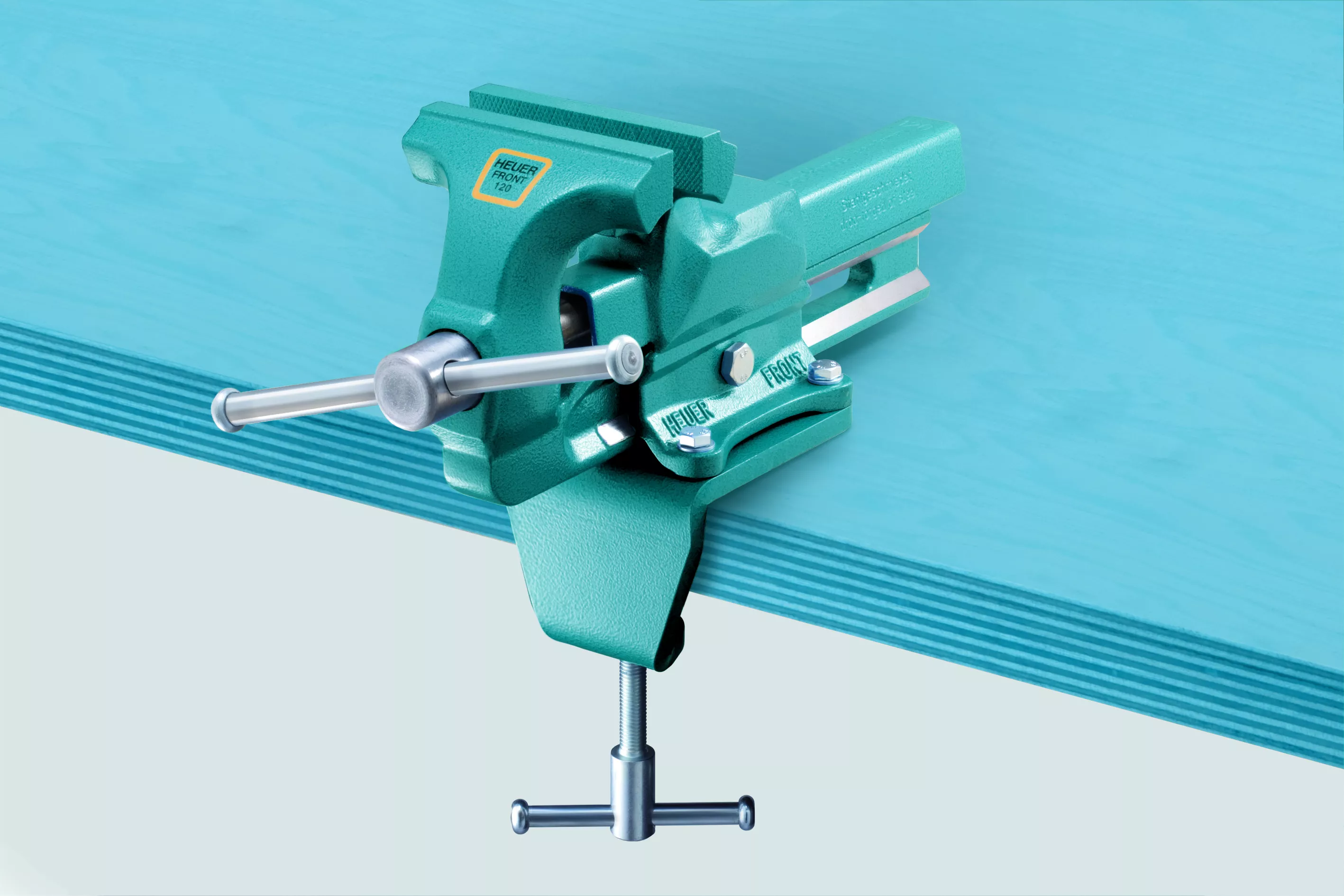 Detailansicht der HEUER Tischklammer mit Befestigungsmechanismus