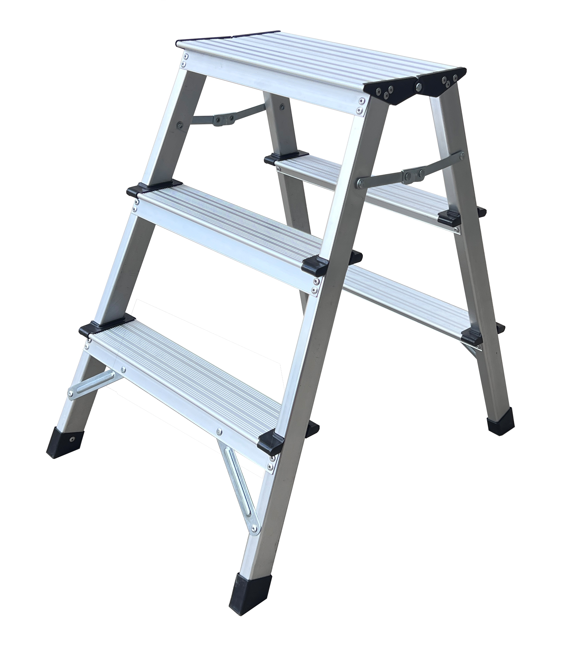 Aluminium-Montagetritt, beidseitig 2 × 3 Stufen