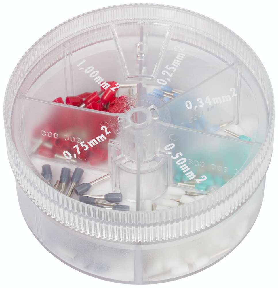 Sortimentsbox 1 mit isolierten Aderendhülsen 0,25 - 1,0 mm²