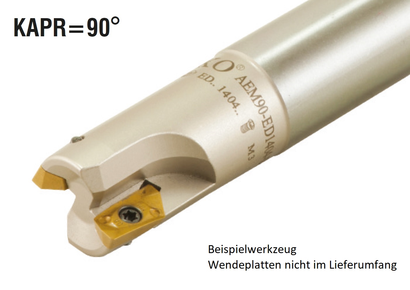 AKKO-Wendeplatten-Schaftfräser ø 16 mm, 90°, kompatibel mit Kennametal EDPT 10T3..
Schaft-ø 16, ohne Innenkühlung, Z=2