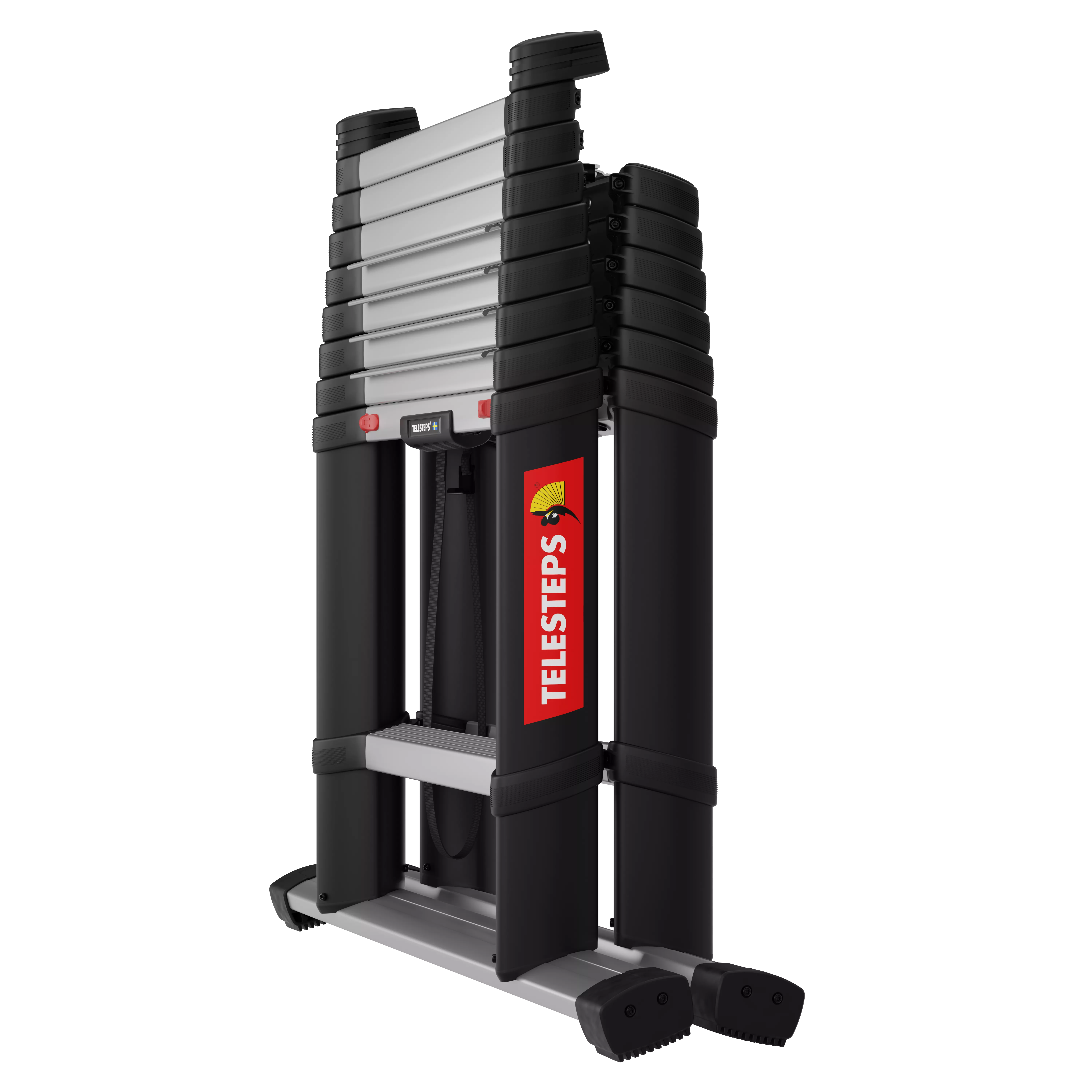 Teleskop-Kombileiter Telesteps Combi Line 3,0 m in ausgeklappter Position, flexibel nutzbar als Anlege- oder Stehleiter